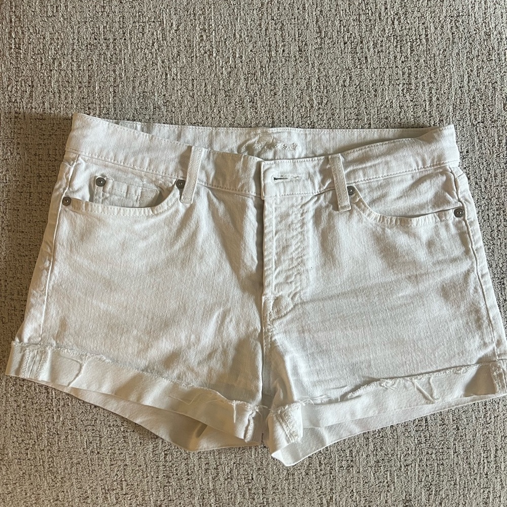 7 For All Mankind White Jean Shorts